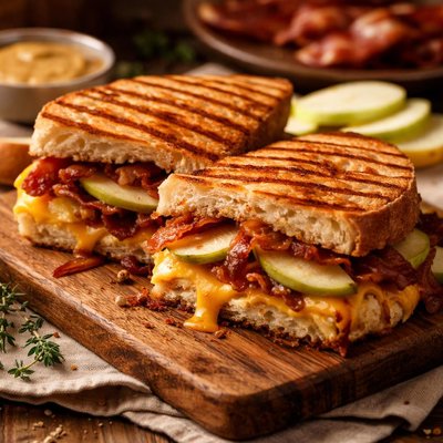 Image of Cheddar Bacon and Apple Panini