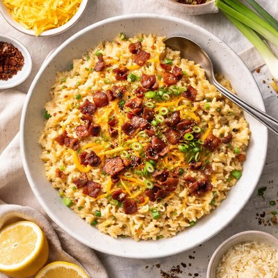 Image of Cheddar Bacon Scallion Risotto