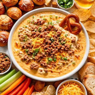 Image of Cheddar Beer Dip with Sausage