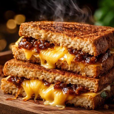 Image of Cheddar Cheese and Chutney Toasted Doorstep Sandwich