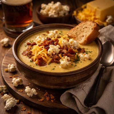 Image of Cheddar Cheese Popcorn Beer Soup