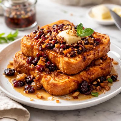 Image of Cheddar French Toast with Dried Fruit Syrup