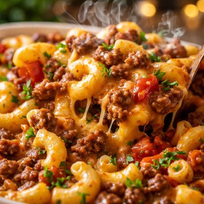 Image of Cheddar Macaroni Beef Casserole