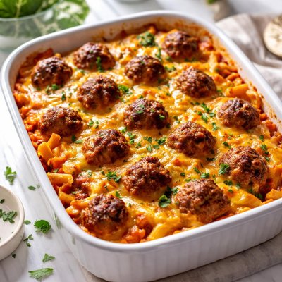 Image of Cheddar Meatball Casserole