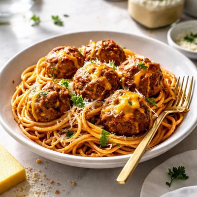 Image of Cheddar Meatball Spaghetti
