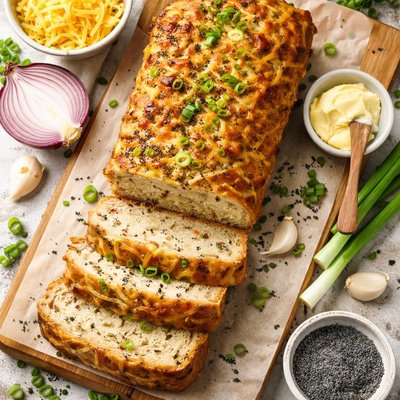Image of Cheddar Onion Poppy Seed Loaf Bread