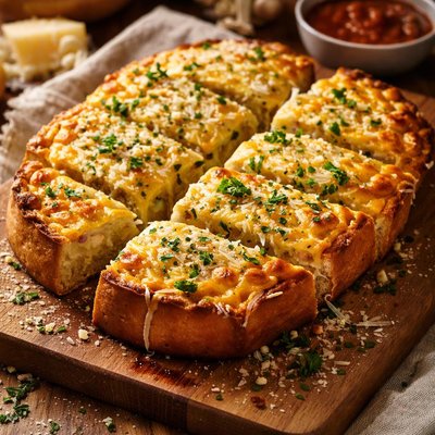 Image of Cheddar Parmesan Cheesy Garlic Bread