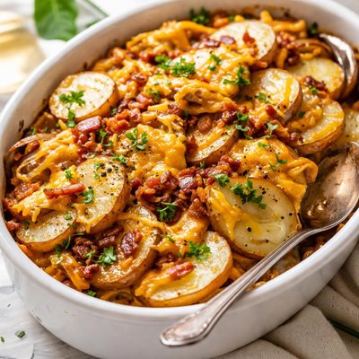 Image of Cheddar Potatoes Onions