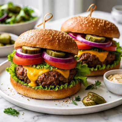 Image of Cheddar Stuffed Burgers South Beach Diet Friendly