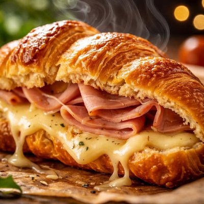 Image of Croissant de queso y jamón vegetariano