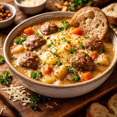 Image of Cheese and Meatball Soup
