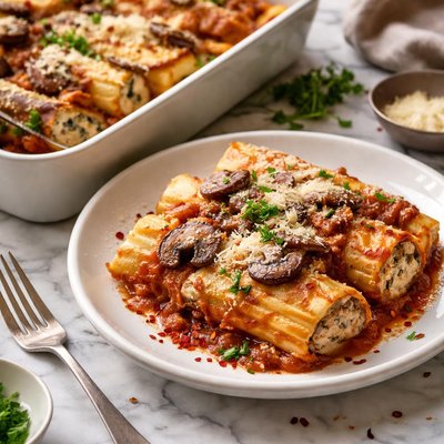 Image of Cheese and Mushroom Manicotti