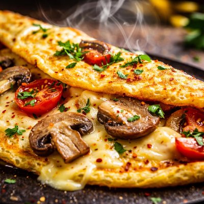 Image of Cheese and Mushroom Pizza Omelette