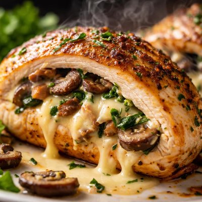 Image of Cheese and Mushroom Stuffed Chicken Breasts