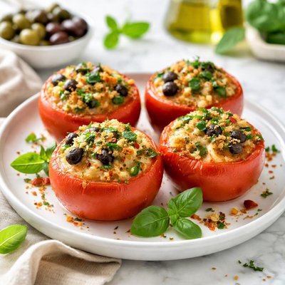 Image of Cheese and Olive Stuffed Tomatoes