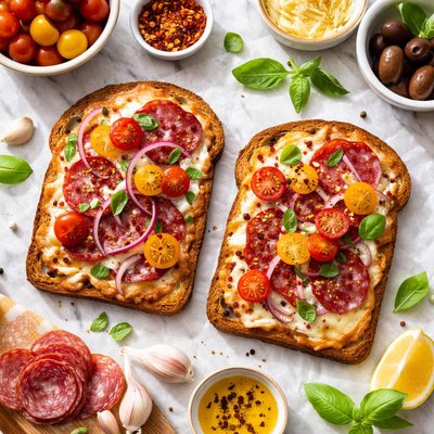 Image of Cheese and Salami Toast