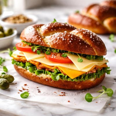 Image of Cheese and Soft Pretzel Sandwich