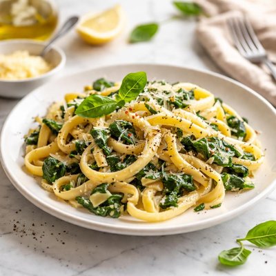 Image of Cheese and Spinach Fettuccine