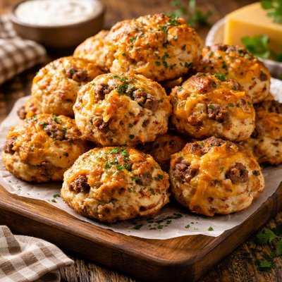 Image of Cheese and Squeeze Cheddar and Beef Biscuit Balls