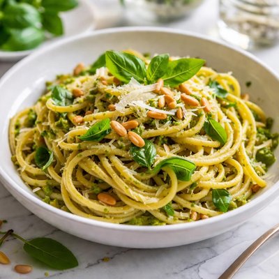 Image of Cheese Basil Pine Nut Pasta