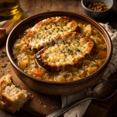 Image of Cheese Crusted Cabbage Soup