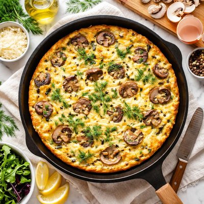 Image of Cheese Frittata with Mushrooms and Dill