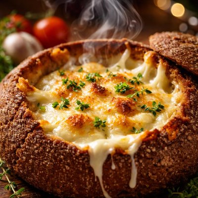 Image of Cheese in Round Rye Bread