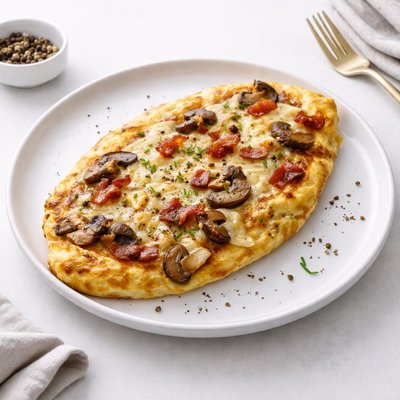 Image of Cheese Mushroom and Bacon Oven Baked Omelet