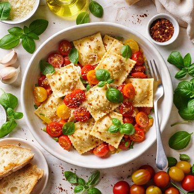 Image of Cheese Ravioli with Grape Tomatoes