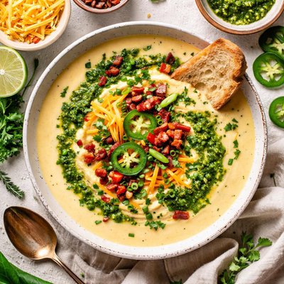 Image of Cheese Soup with Jalapeo Pesto