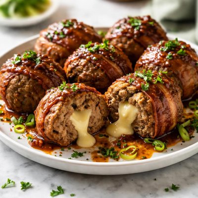 Image of Cheese Stuffed Bacon Meatballs Aaron Mccargo Jr
