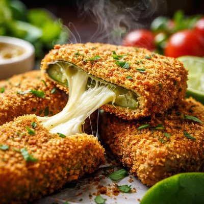 Image of Cheese Stuffed Breaded Fried Nopales Cactus Paddles