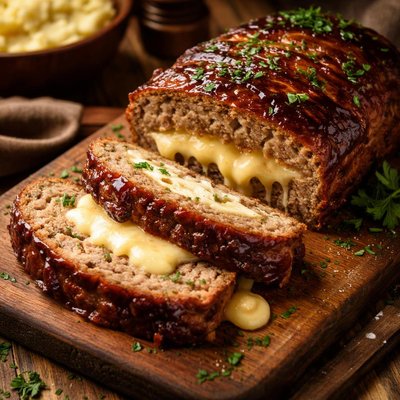 Image of Cheese Stuffed Meatloaf to Die for