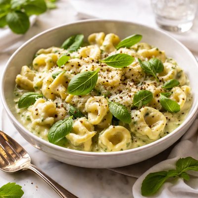 Image of Cheese Tortellini with Basil Cream Sauce