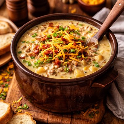 Image of Cheeseburger Chowder Crock Pot