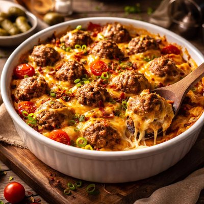 Image of Cheeseburger Meatball Casserole