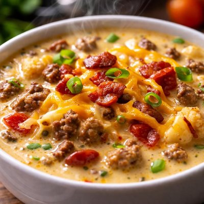 Image of Cheeseburger Soup Low Carb