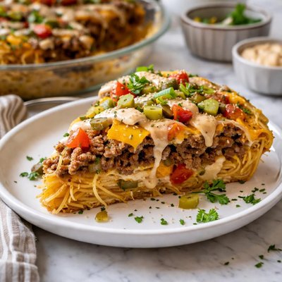Image of Cheeseburger Spaghetti Pie