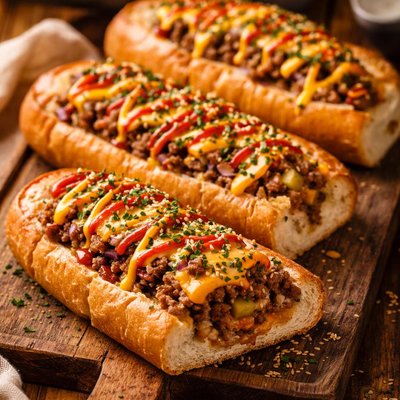 Image of Cheeseburger Stuffed French Bread