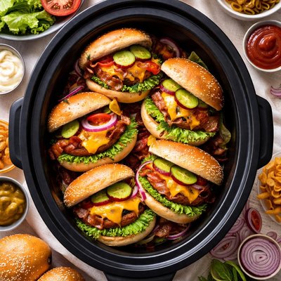 Image of Cheeseburgers on Sandwich Buns Crock Pot