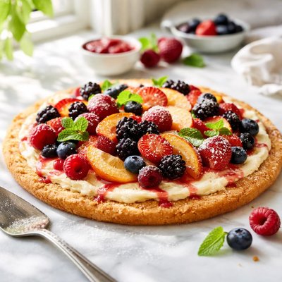 Image of Cheesecake and Fruit Dessert Pizza