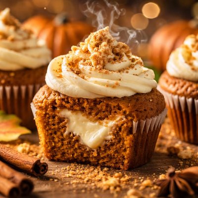 Image of Cheesecake Filled Pumpkin Cupcakes