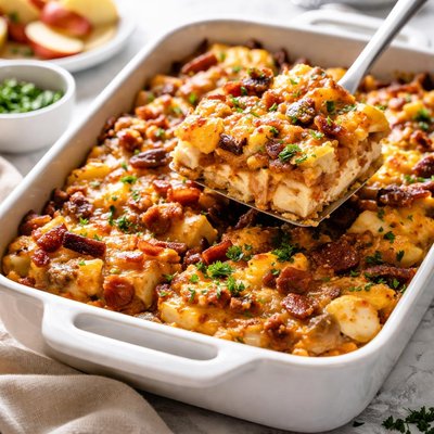 Image of Cheesy Apple Bacon Breakfast Casserole