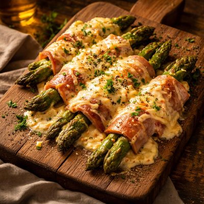 Image of Cheesy Asparagus and Ham