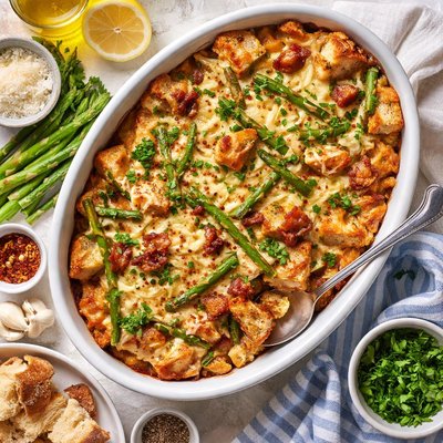 Image of Cheesy Asparagus Bread Pudding