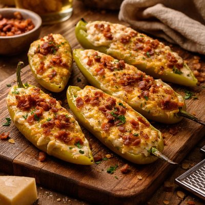 Image of Cheesy Bacon Banana Peppers