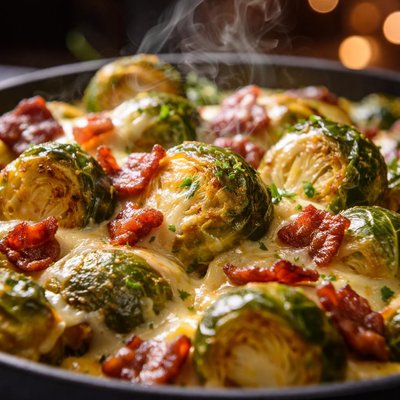 Image of Cheesy Bacon Brussels Sprouts