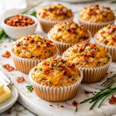 Image of Cheesy Bacon Cheddar Topped Muffins