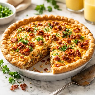 Image of Cheesy Bacon Sausage Breakfast Quiche