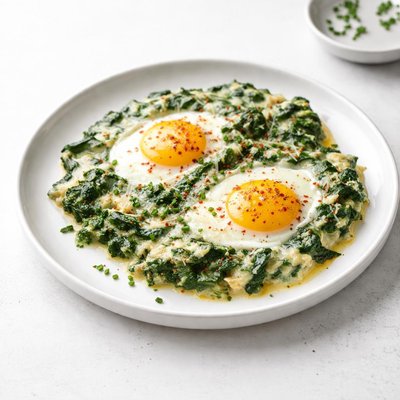 Image of Cheesy Baked Spinach and Eggs